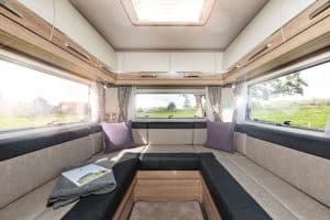 6 berth luxury motorhome hire autotrail scout rear lounge